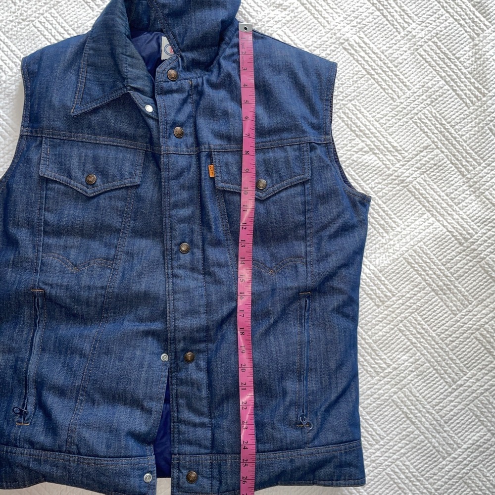 RARE VINTAGE 1970s Ski Levi's [ORANGE TAB] Goose Down Denim Vest Size L - Picture 5 of 10